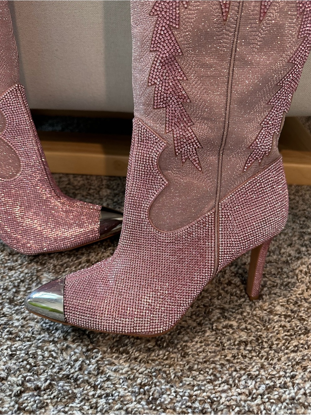 Gianni Bini Women's Pink Embellished Knee-High Stiletto Boot - Picture 3 of 6